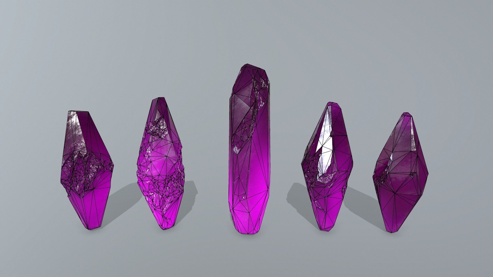 crystal set 2 Low-poly 3D model_6
