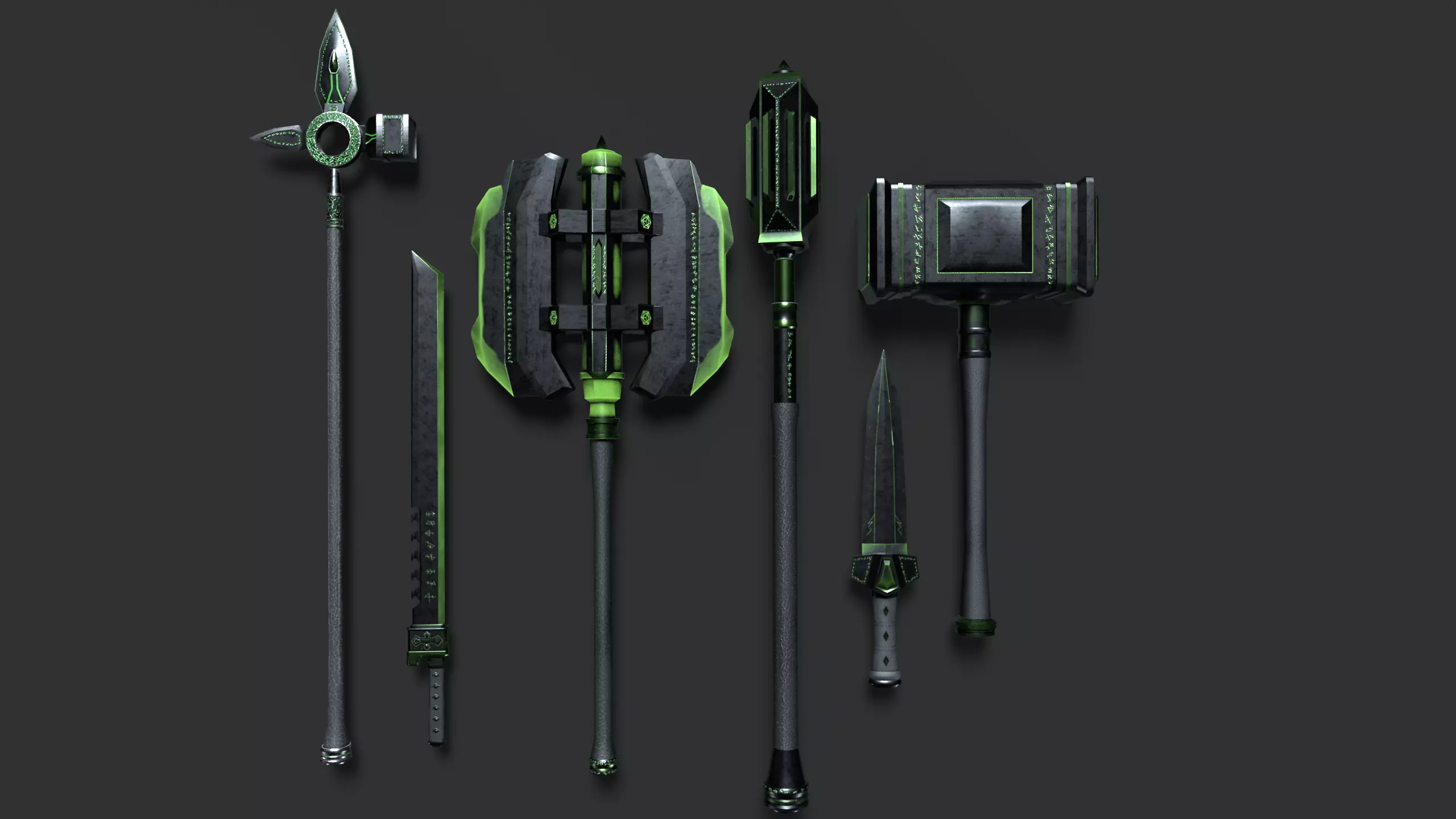 Game Ready Necrotic Weapon Pack 3D Model Collection_0
