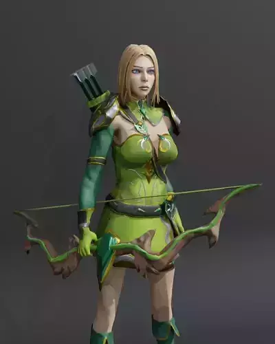 Elven Ranger Female Character - Fantasy 3D Model
