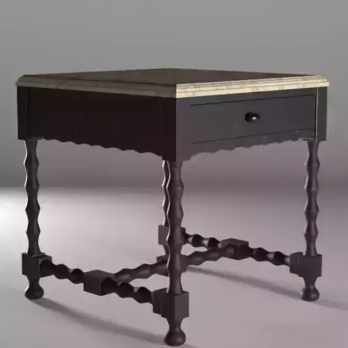 Stelio Square Wood End Table Black Distressed