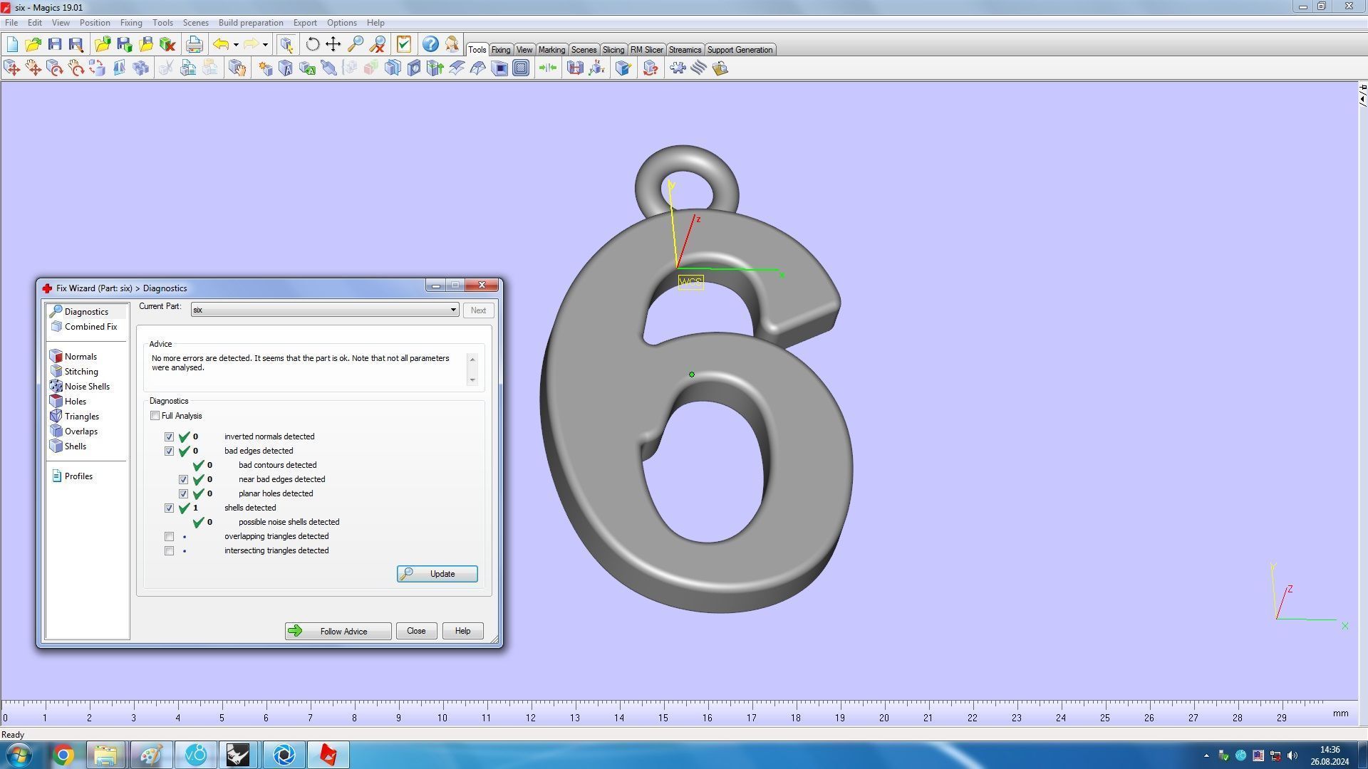 pendant number six 6 3D print model_4