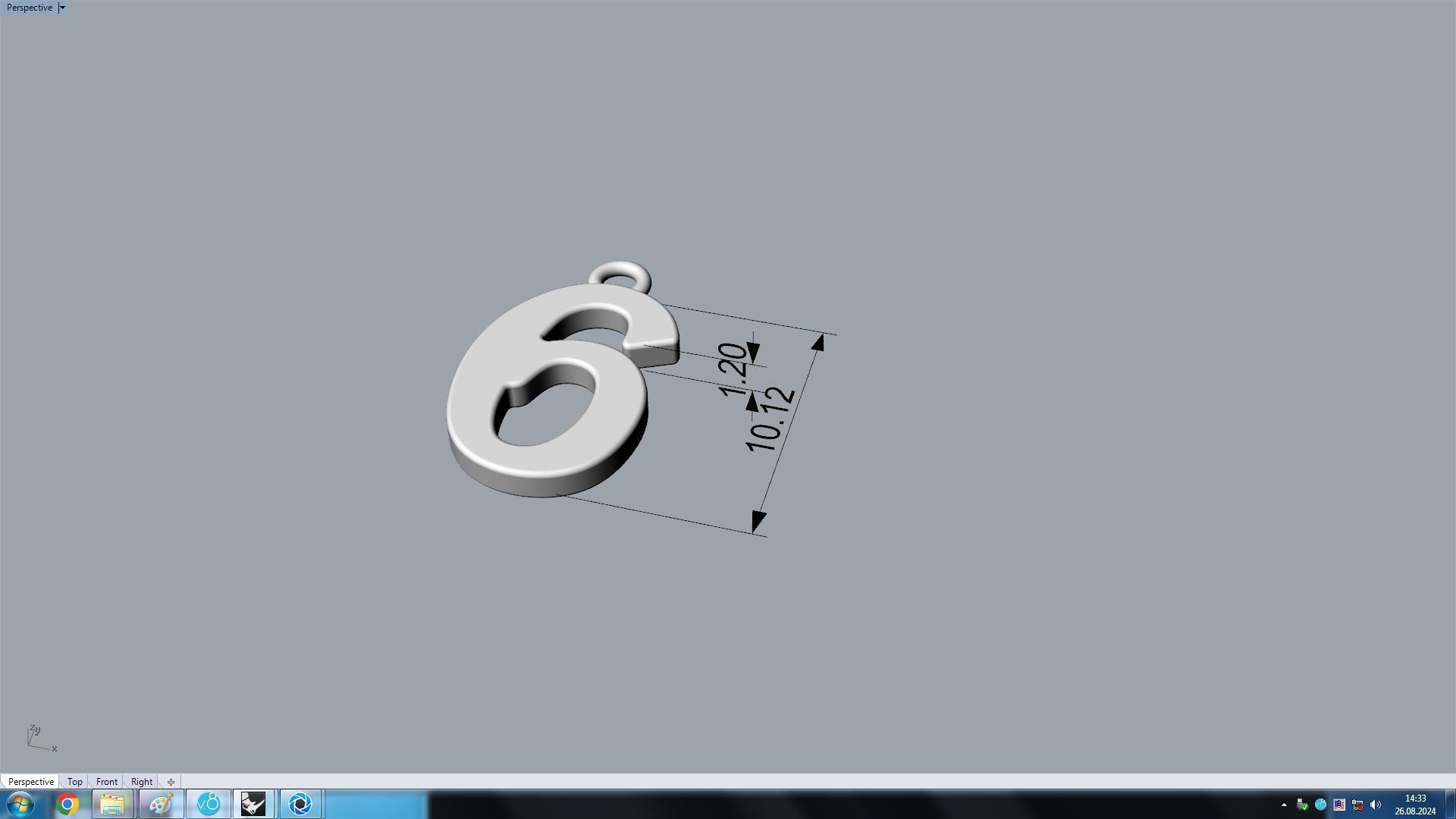 pendant number six 6 3D print model_3