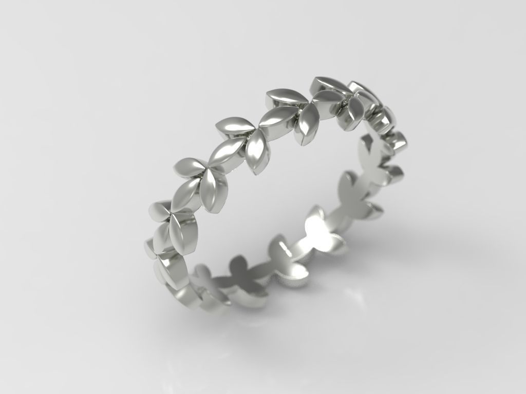 R 193 Leaf style ring 3D print model_3
