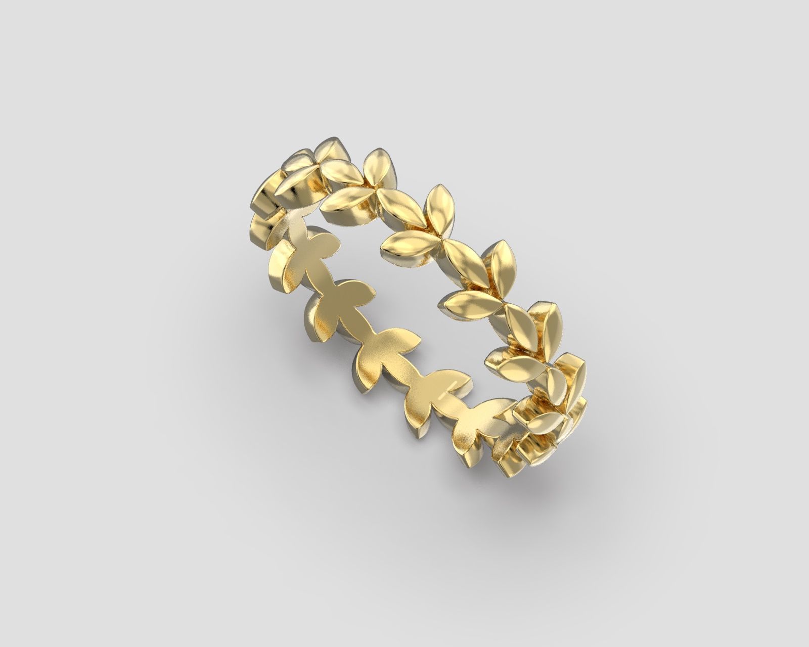 R 193 Leaf style ring 3D print model_11