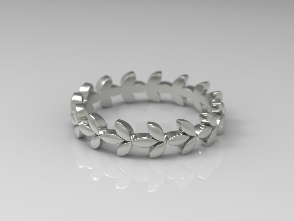 R 193 Leaf style ring 3D print model_7