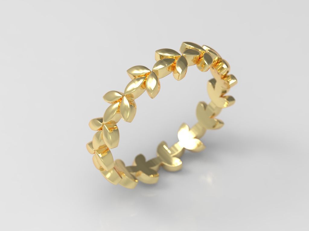 R 193 Leaf style ring 3D print model_9