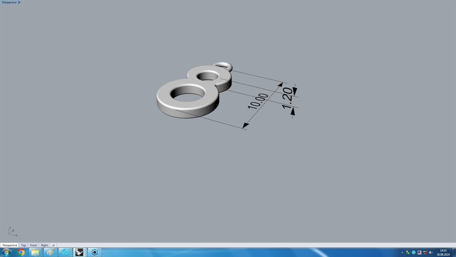 pendant number eight 8 3D print model_3