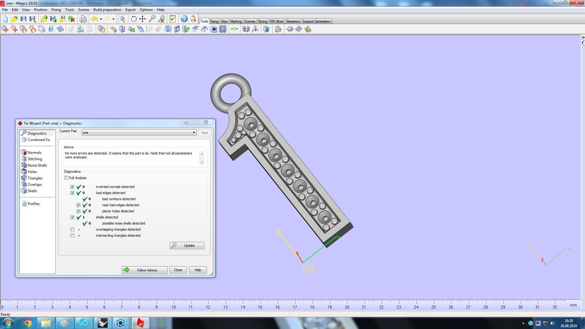 numeral pendant number one 1 with diamonds 3D print model_5