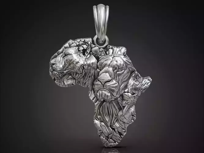 Pendant African continent lions  3D print model