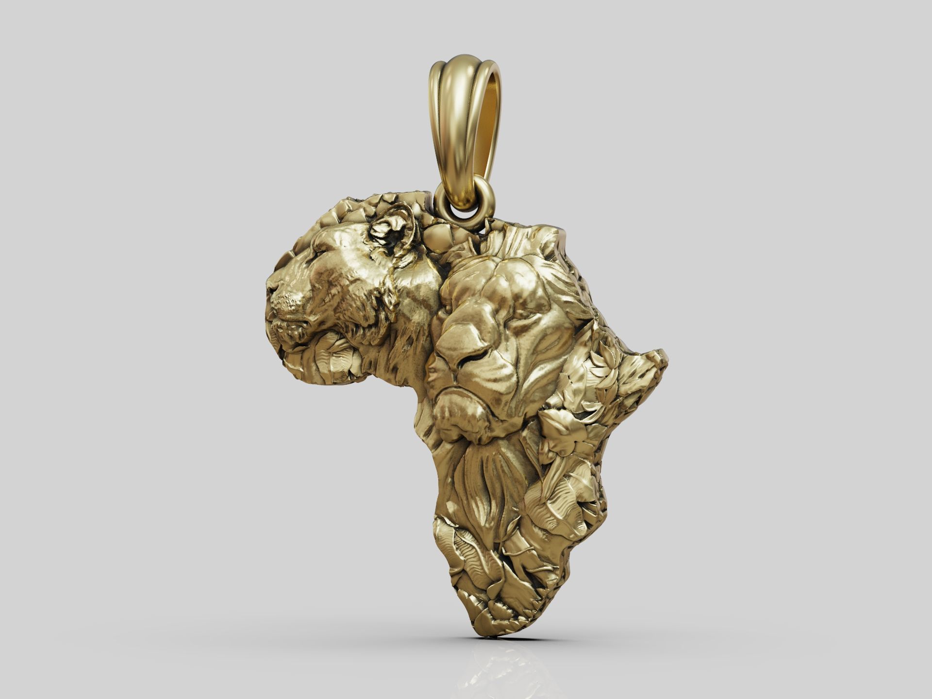 Pendant African continent lions  3D print model_11