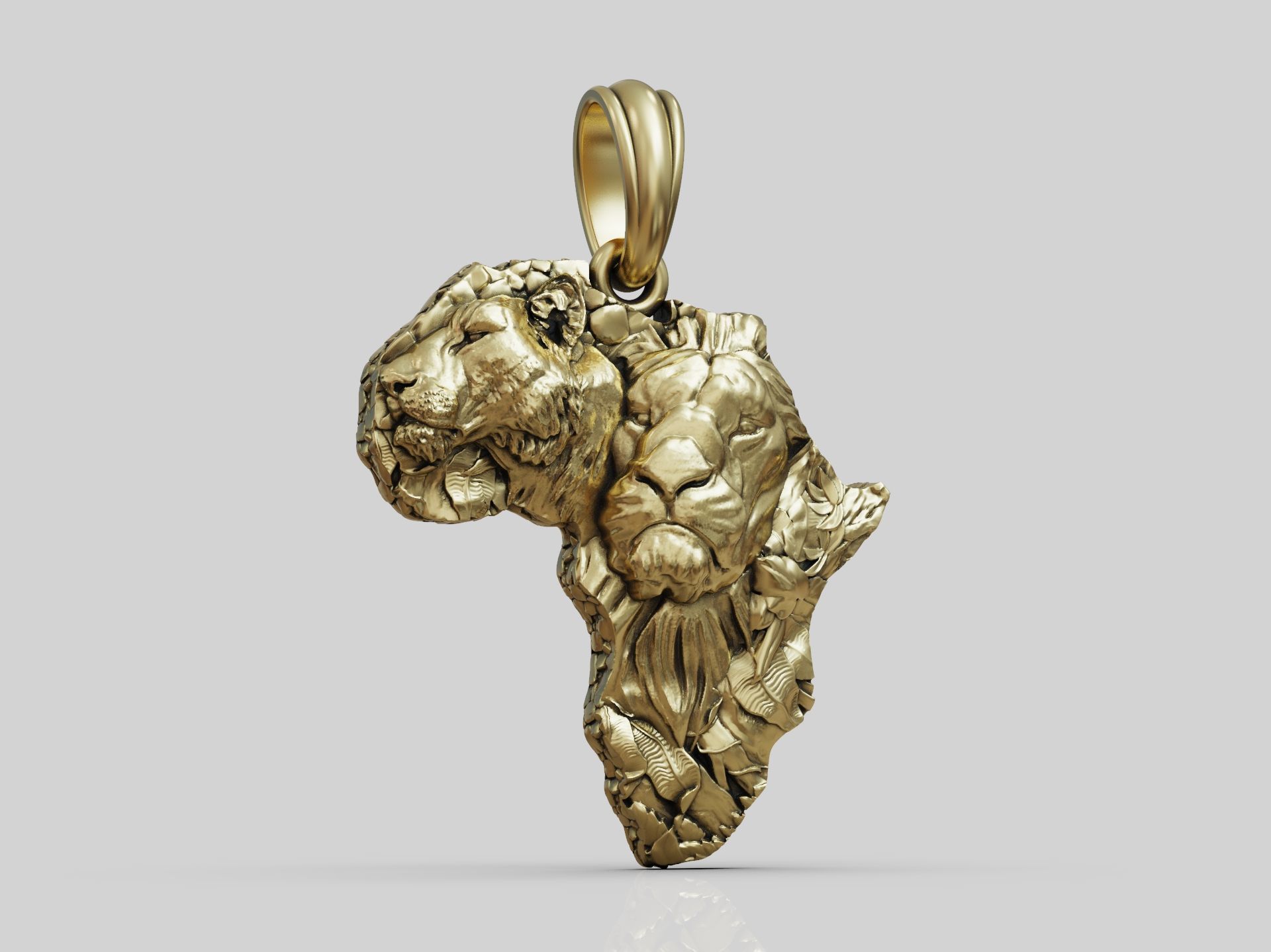 Pendant African continent lions  3D print model_8