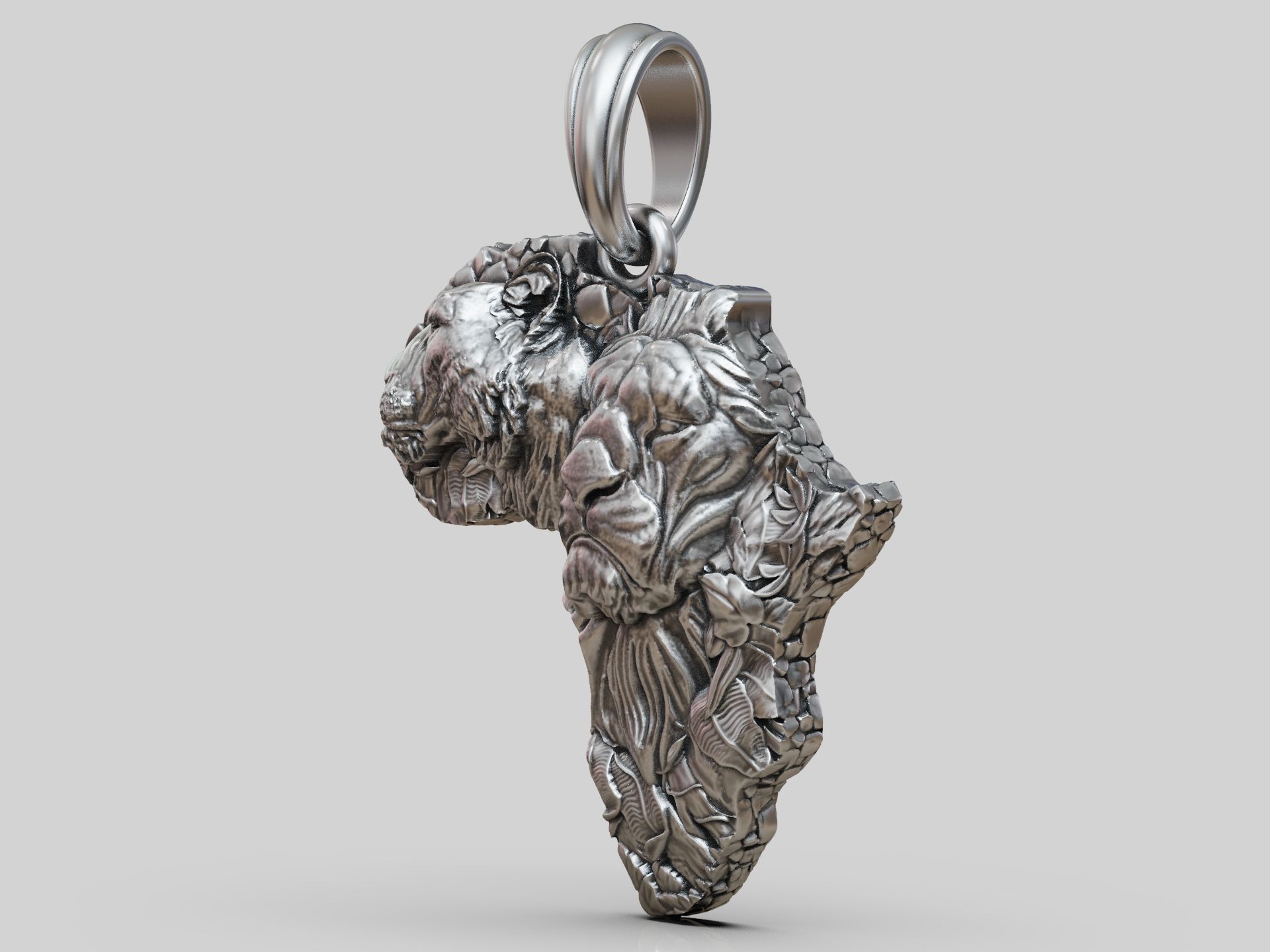 Pendant African continent lions  3D print model_6