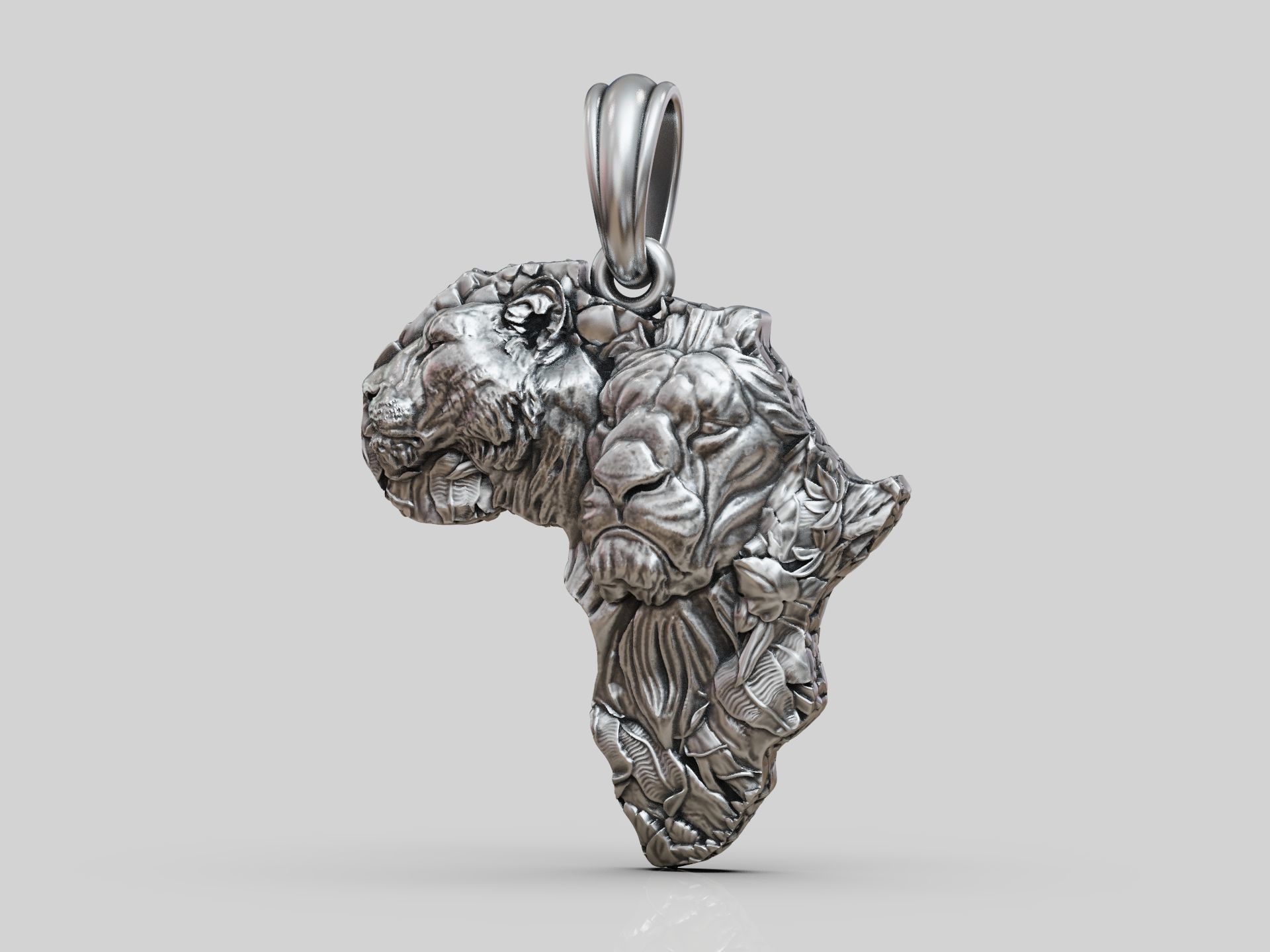 Pendant African continent lions  3D print model_10