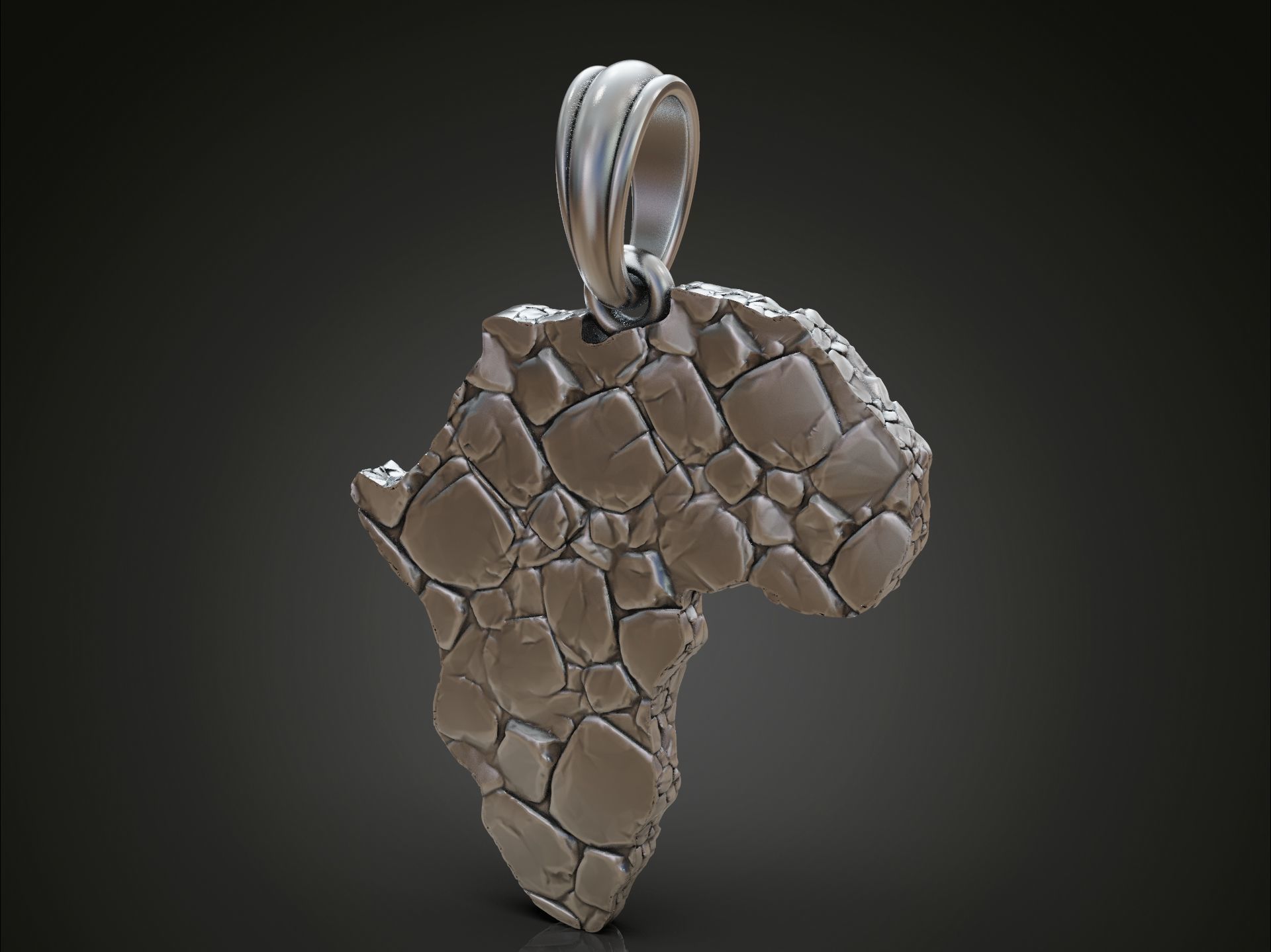 Pendant African continent lions  3D print model_2