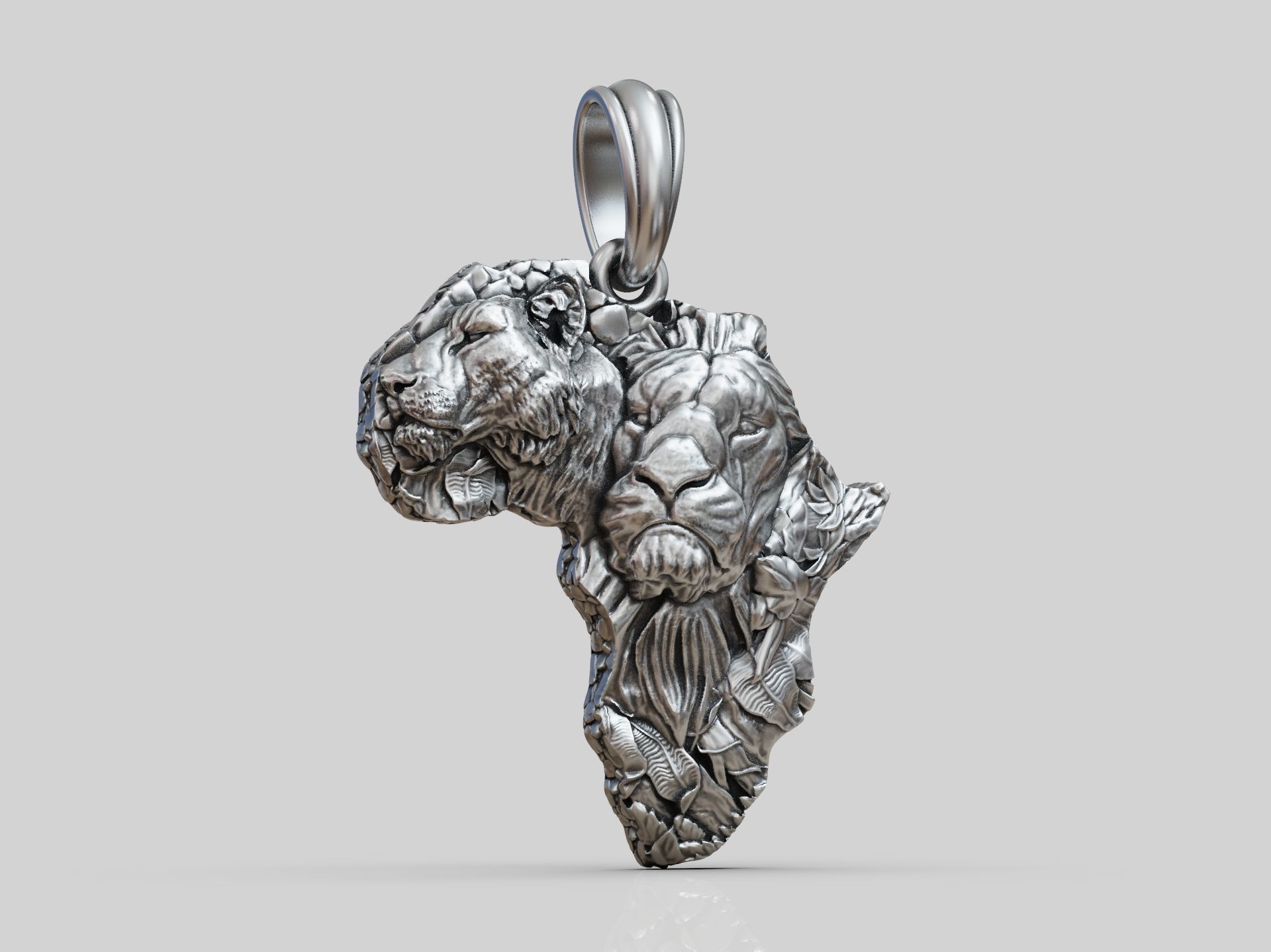 Pendant African continent lions  3D print model_9