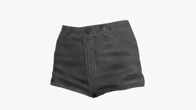 Female jeans grey mini shorts denim Low-poly 3D model