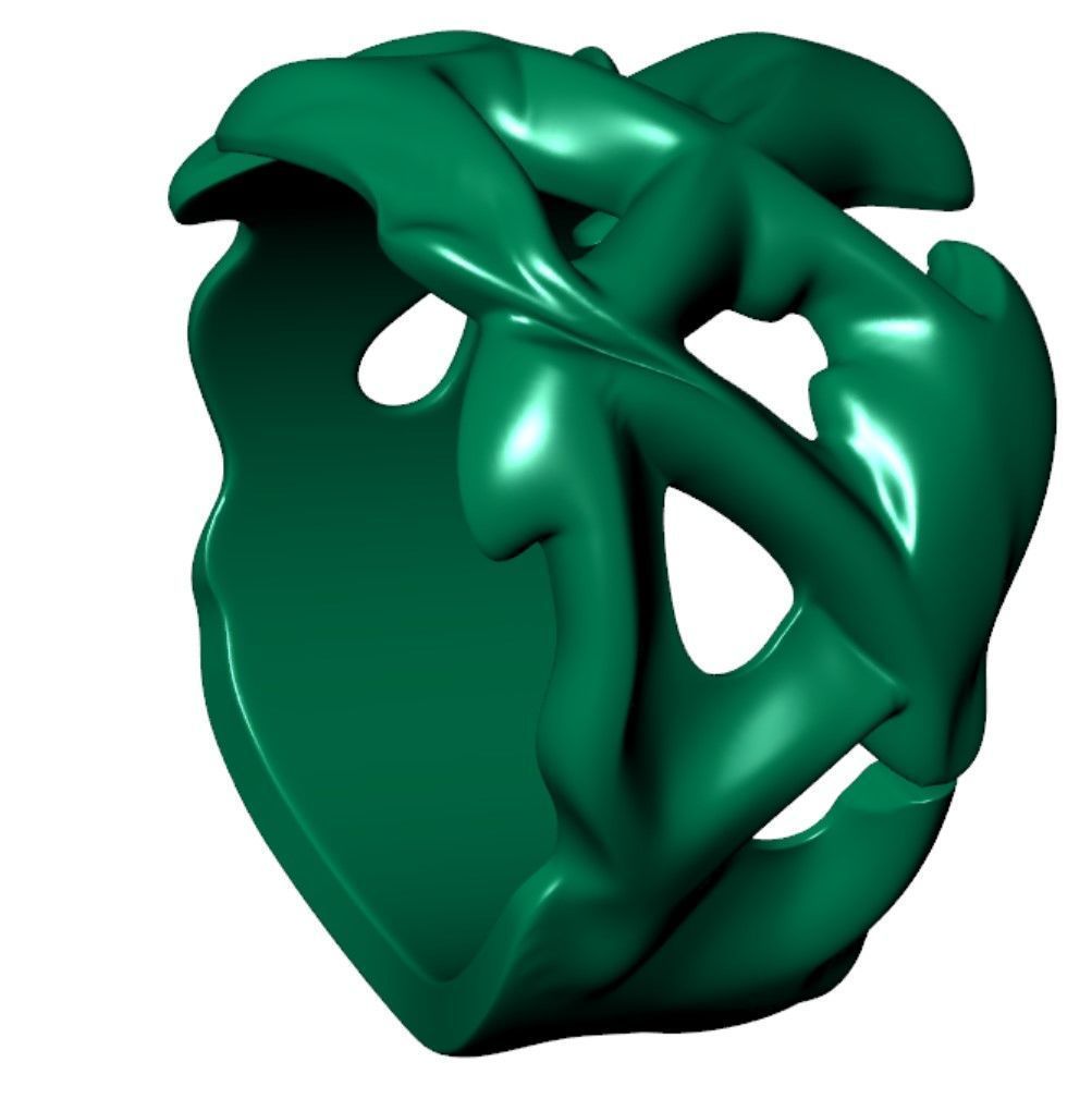 Punk Vine Pattern Silver Men Ring                         3D print model_13