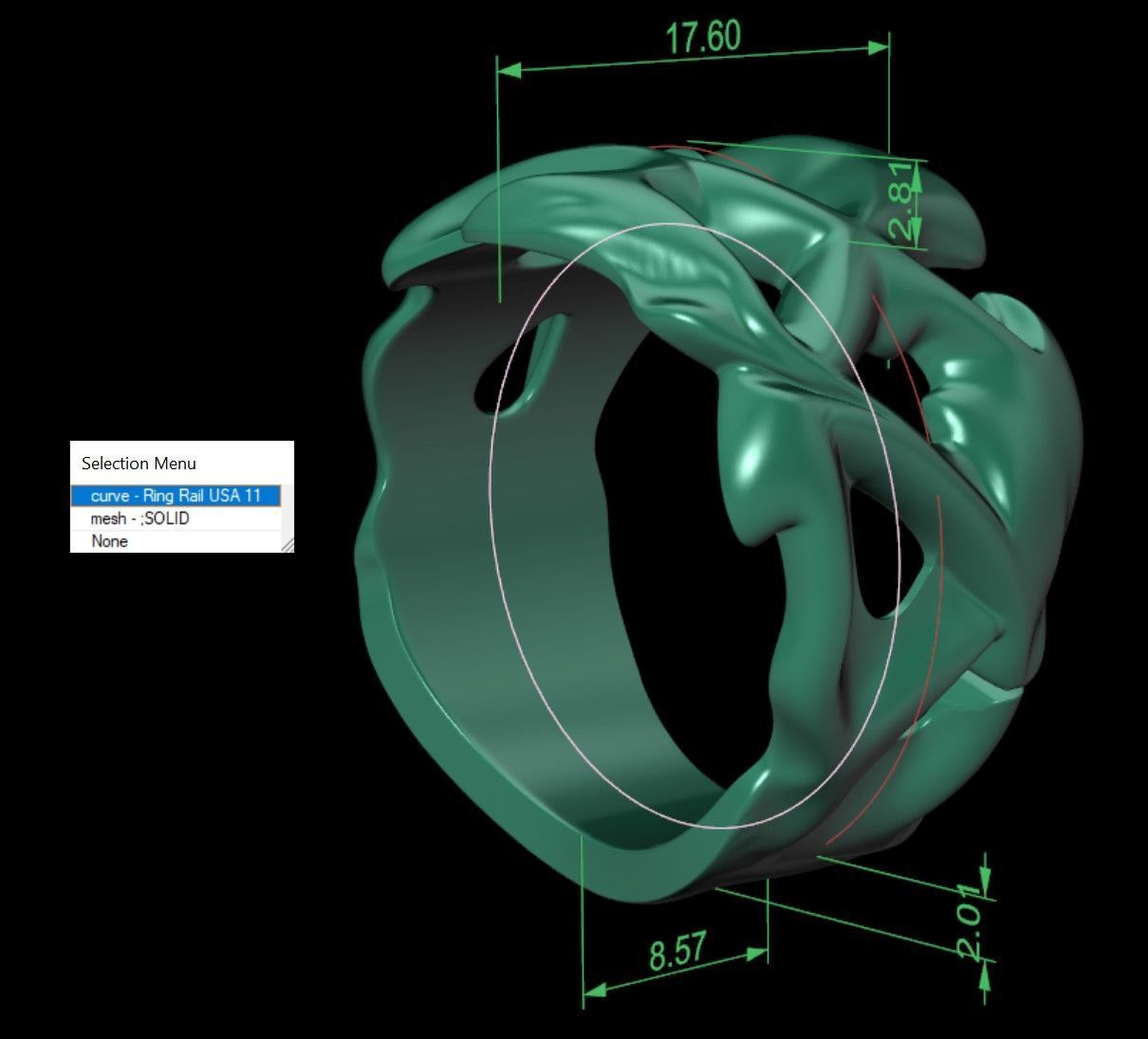 Punk Vine Pattern Silver Men Ring                         3D print model_6
