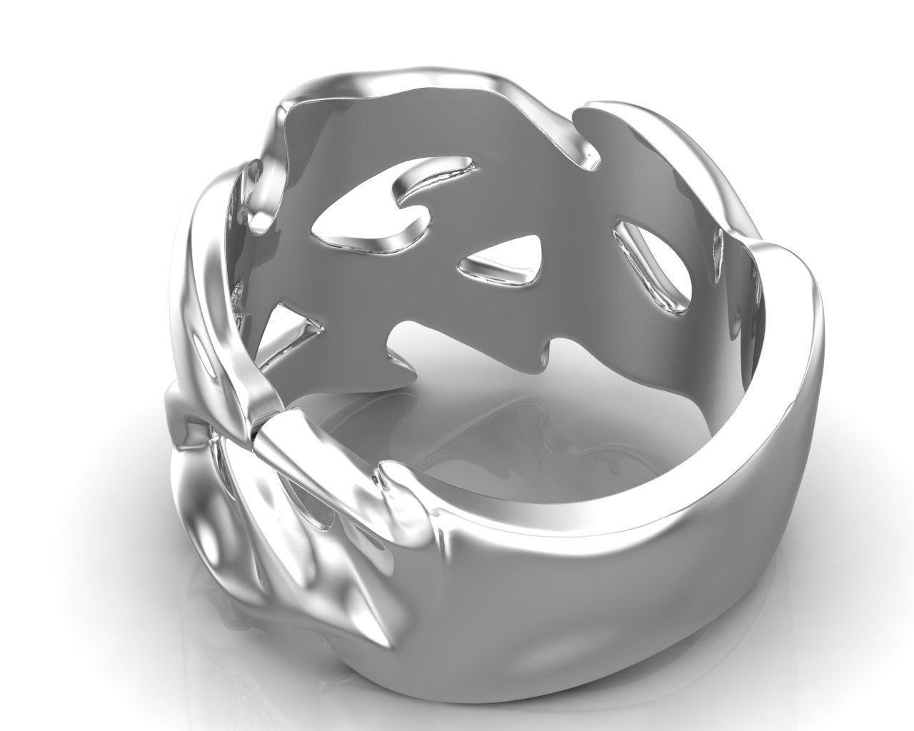 Punk Vine Pattern Silver Men Ring                         3D print model_14