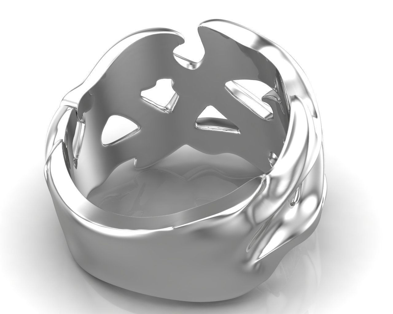 Punk Vine Pattern Silver Men Ring                         3D print model_11