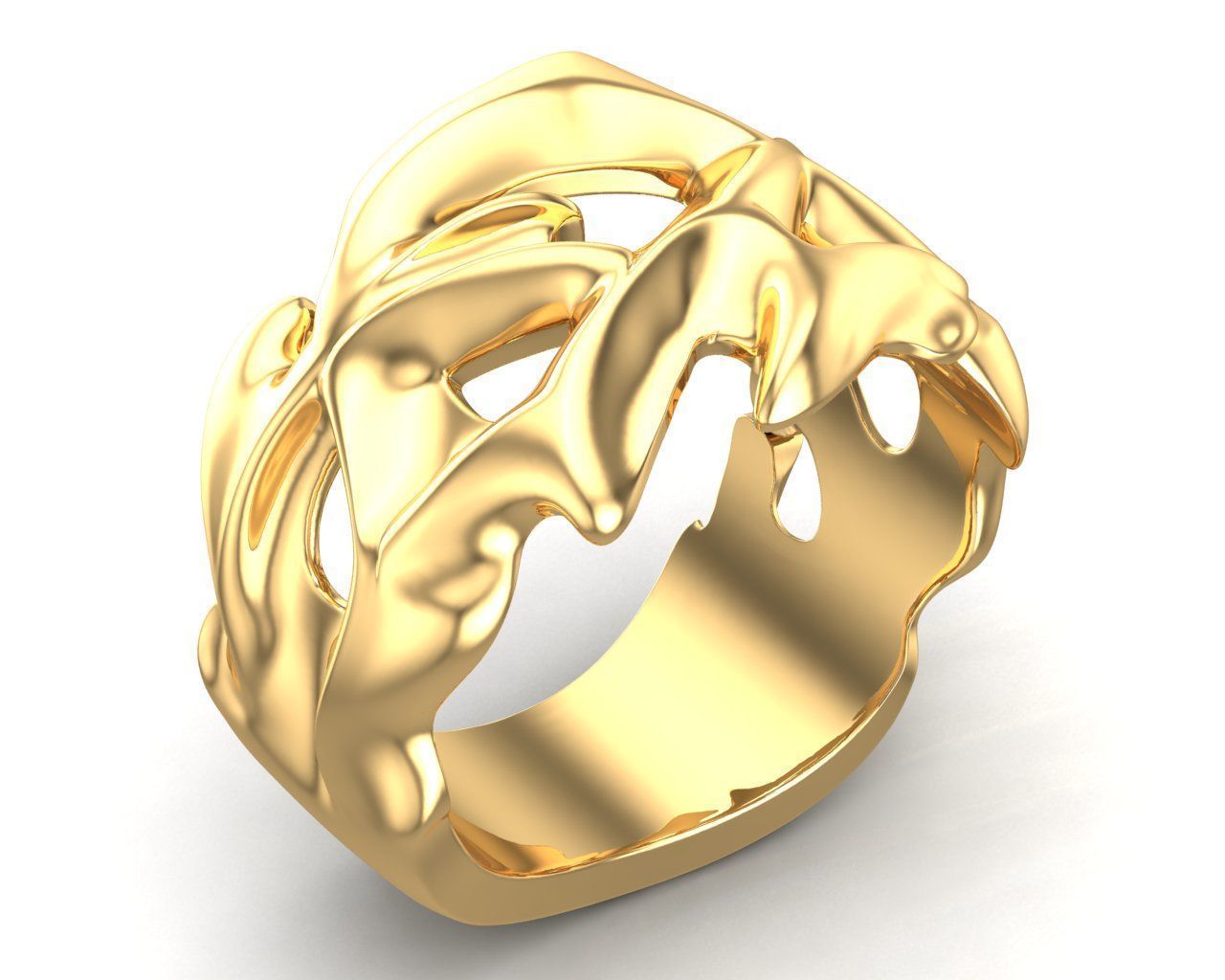 Punk Vine Pattern Silver Men Ring                         3D print model_5