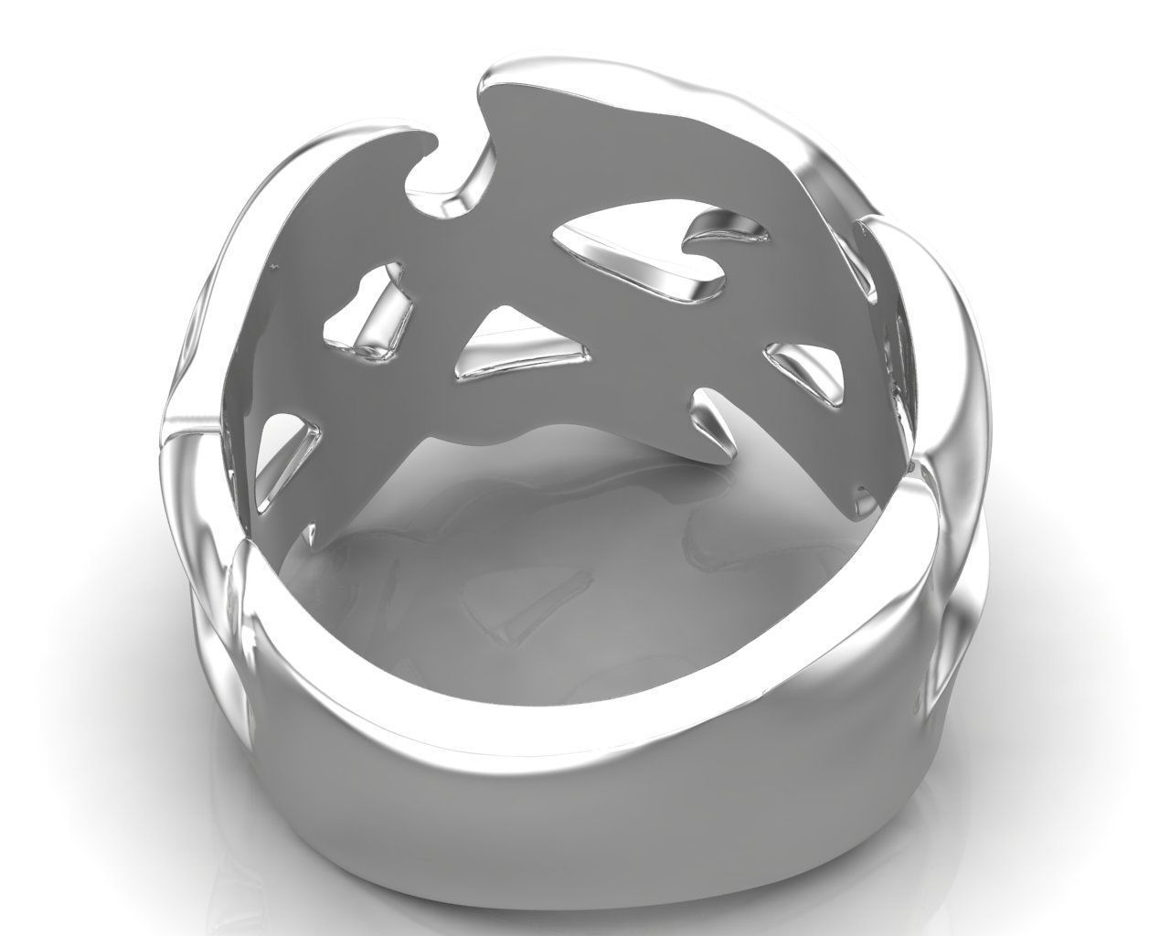 Punk Vine Pattern Silver Men Ring                         3D print model_7