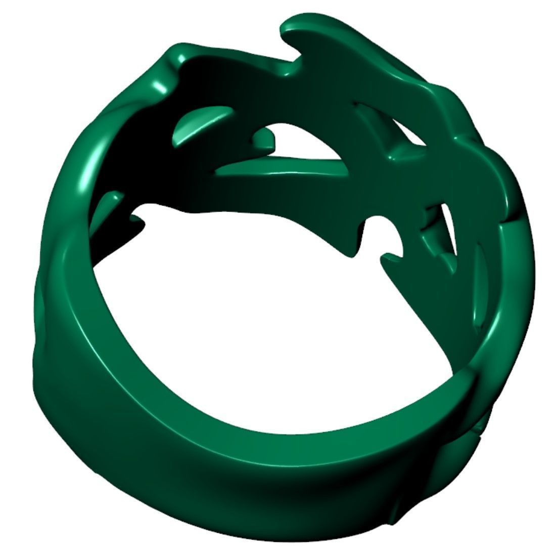 Punk Vine Pattern Silver Men Ring                         3D print model_15