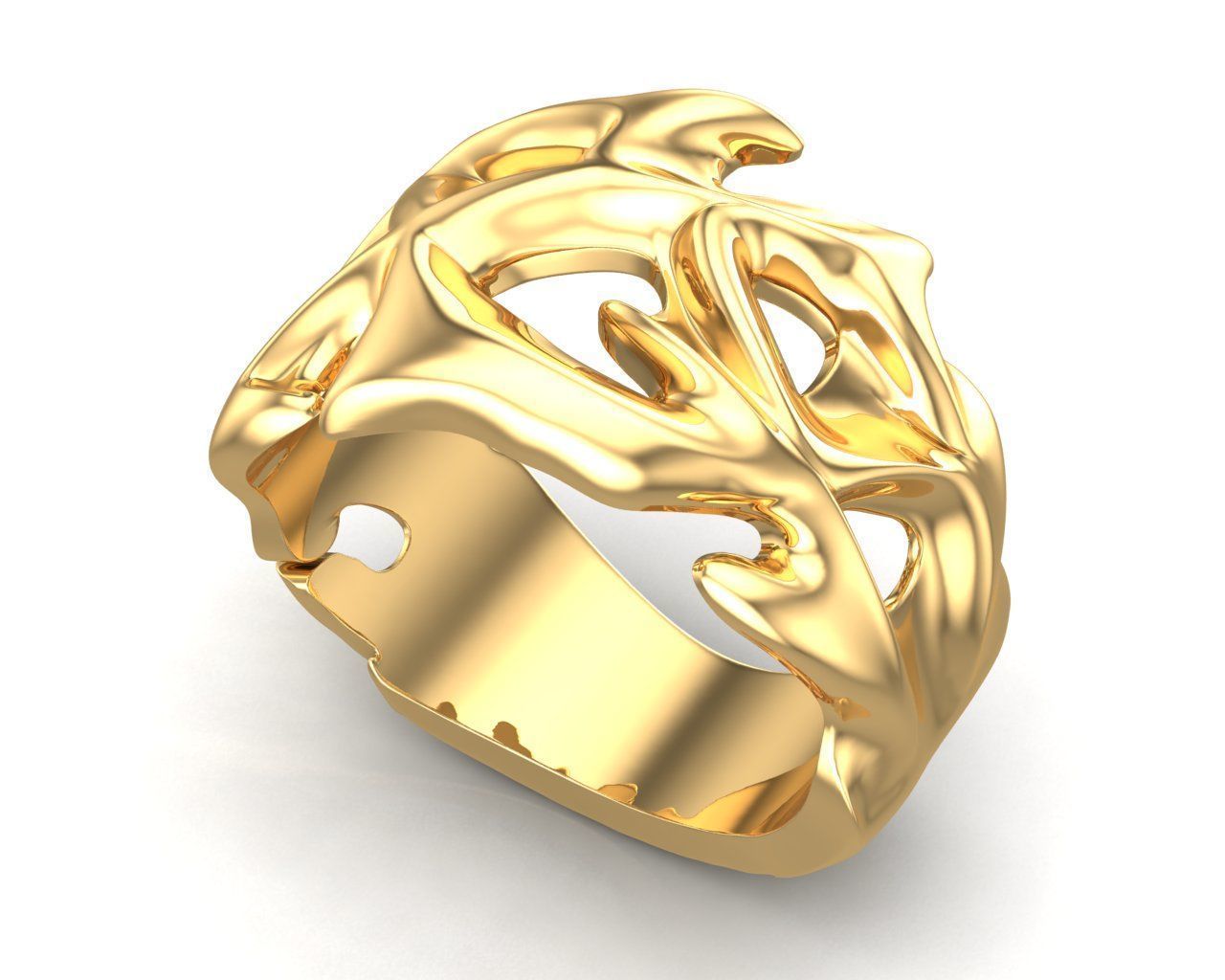 Punk Vine Pattern Silver Men Ring                         3D print model_18