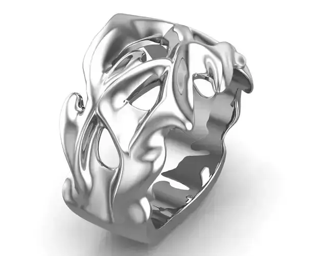 Punk Vine Pattern Silver Men Ring                        
