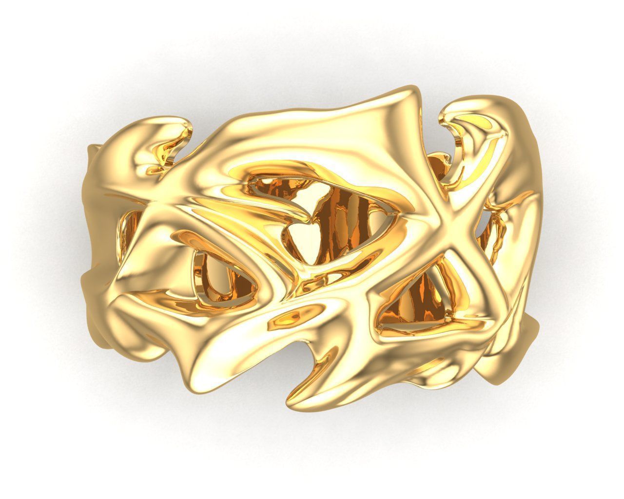 Punk Vine Pattern Silver Men Ring                         3D print model_12