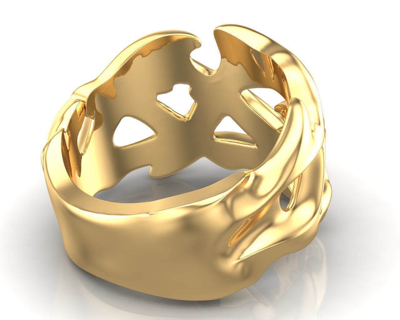 Punk Vine Pattern Silver Men Ring                         3D print model_9