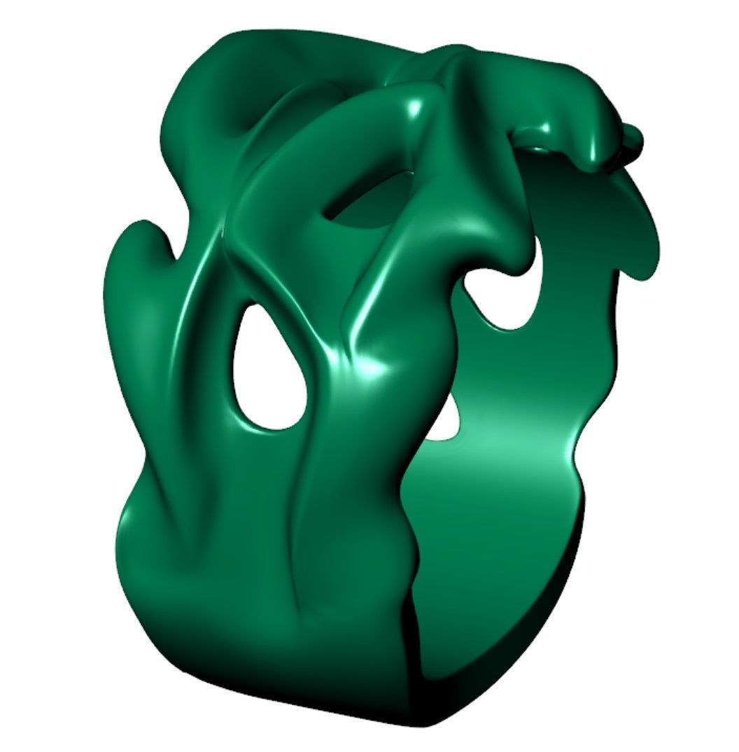 Punk Vine Pattern Silver Men Ring                         3D print model_19
