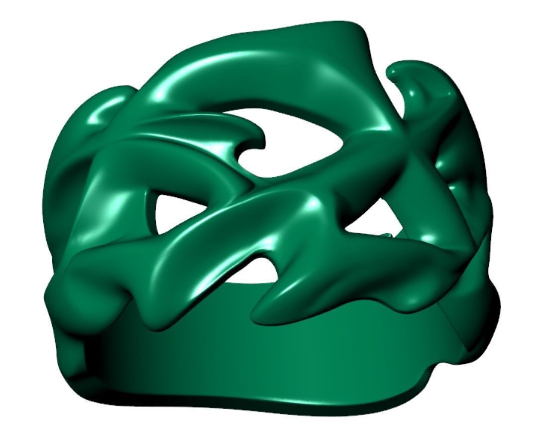 Punk Vine Pattern Silver Men Ring                         3D print model_10