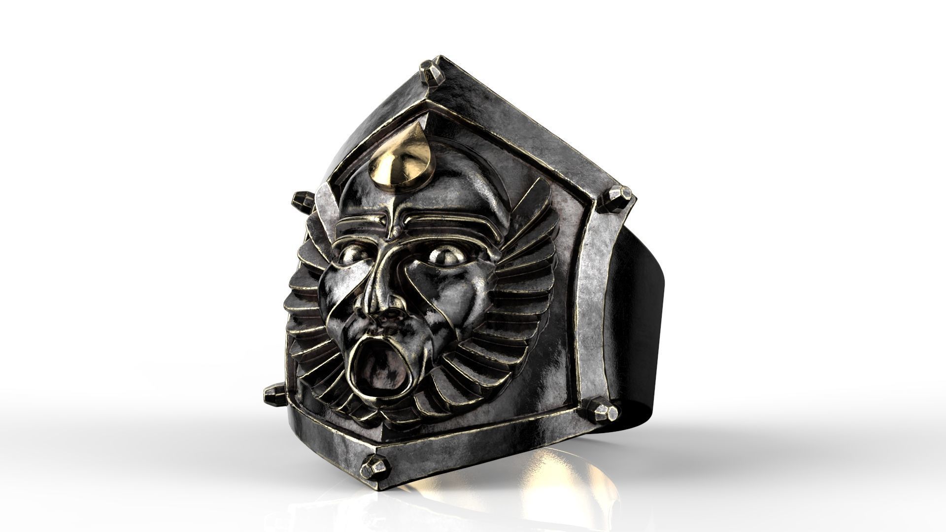 Warrior Mask Ring-CLR STL 3D print model_12