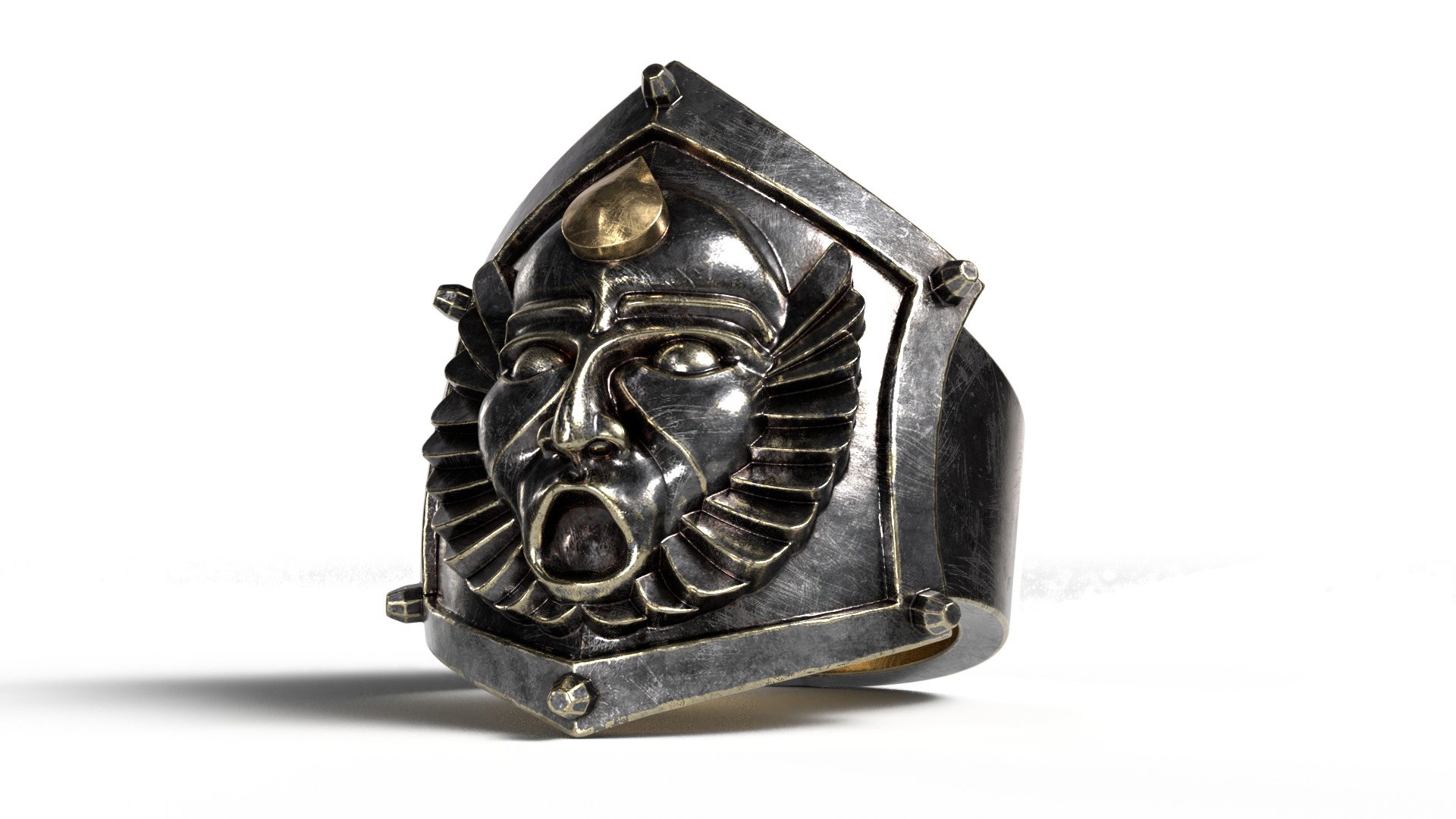 Warrior Mask Ring-CLR STL 3D print model_2