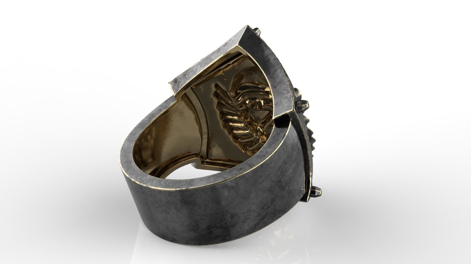Warrior Mask Ring-CLR STL 3D print model_13