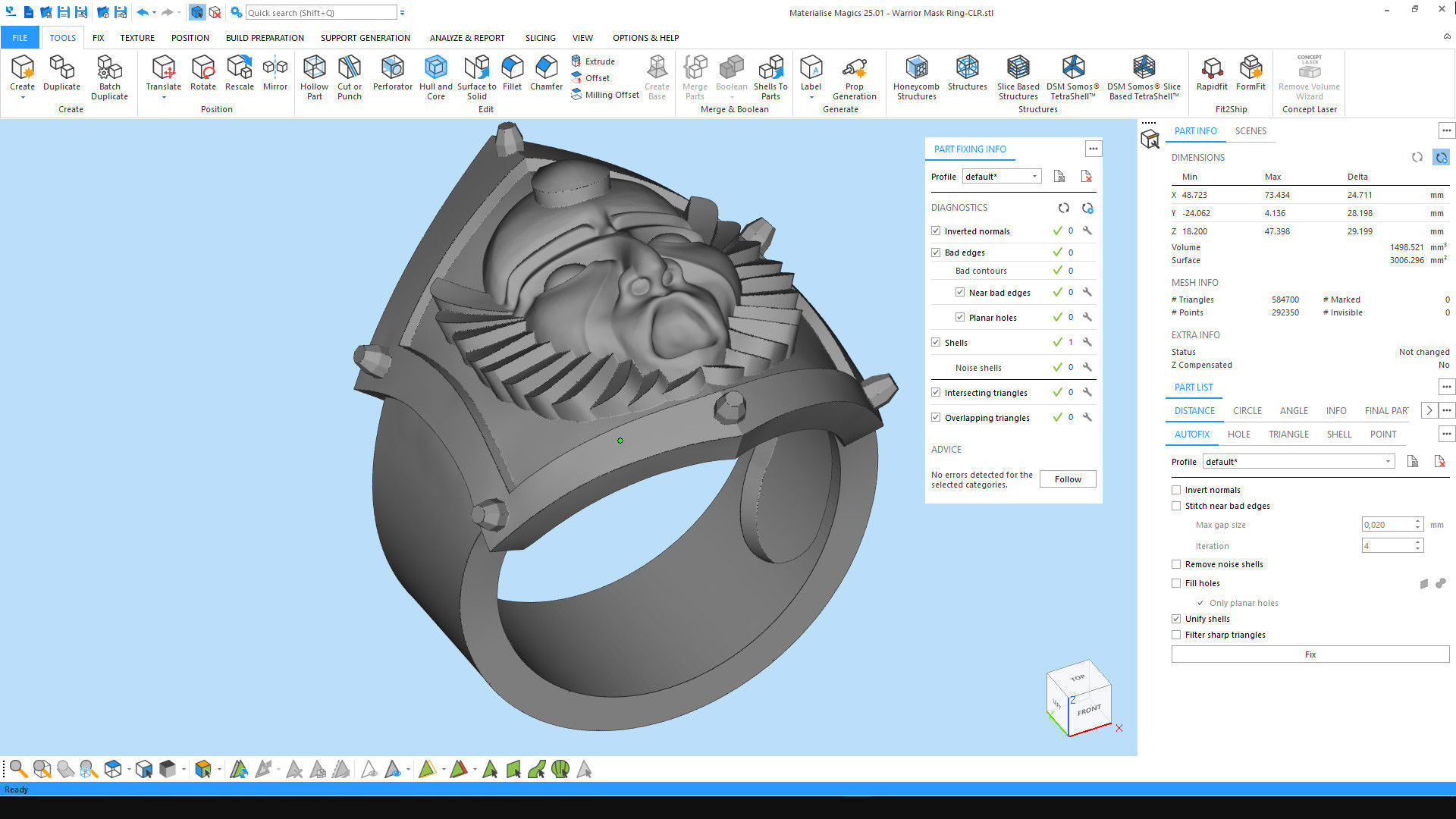 Warrior Mask Ring-CLR STL 3D print model_1