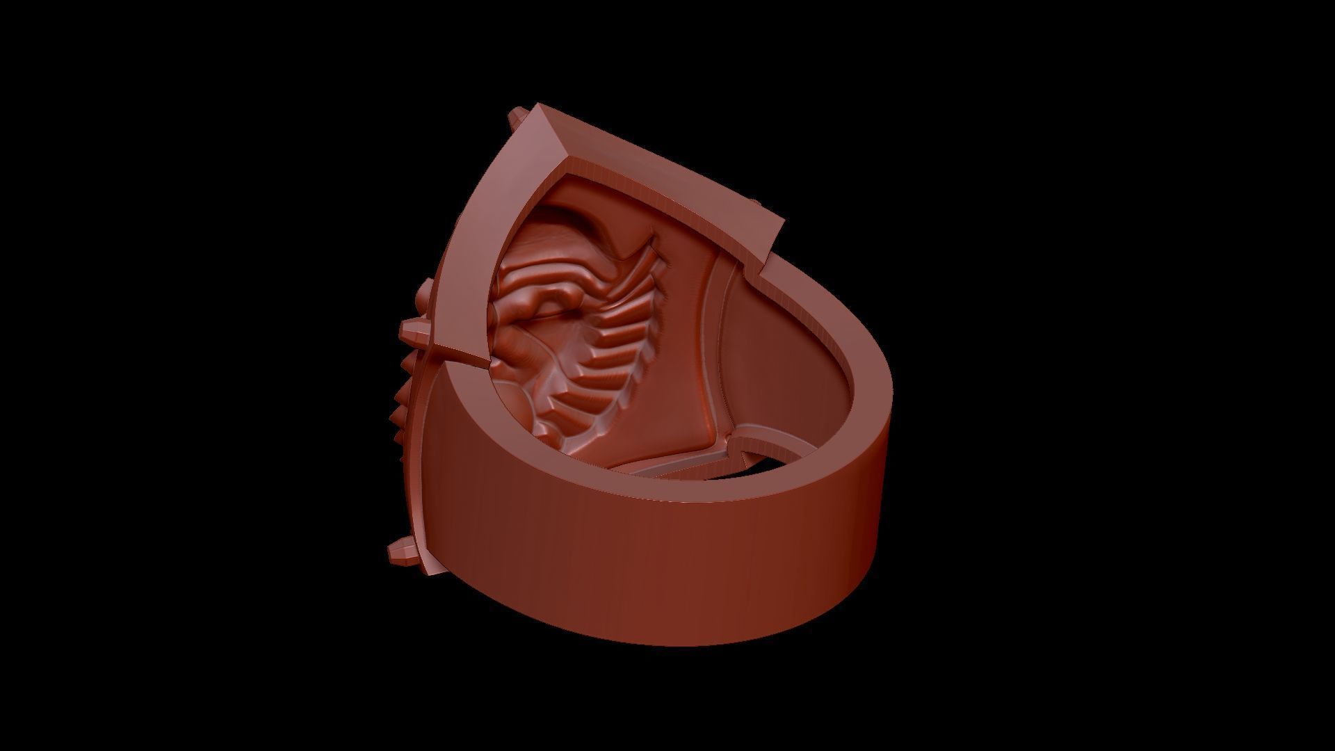 Warrior Mask Ring-CLR STL 3D print model_15