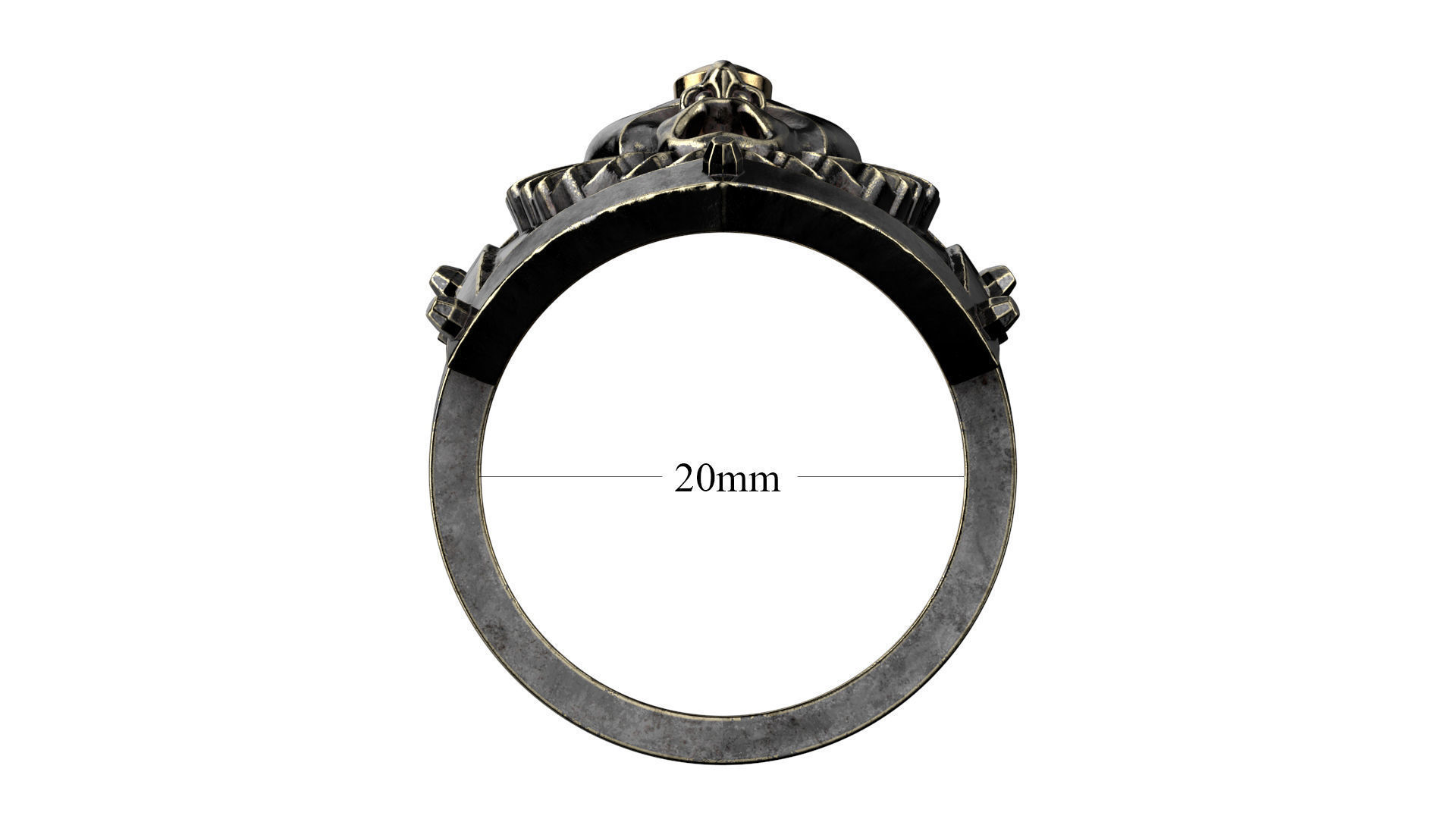 Warrior Mask Ring-CLR STL 3D print model_7