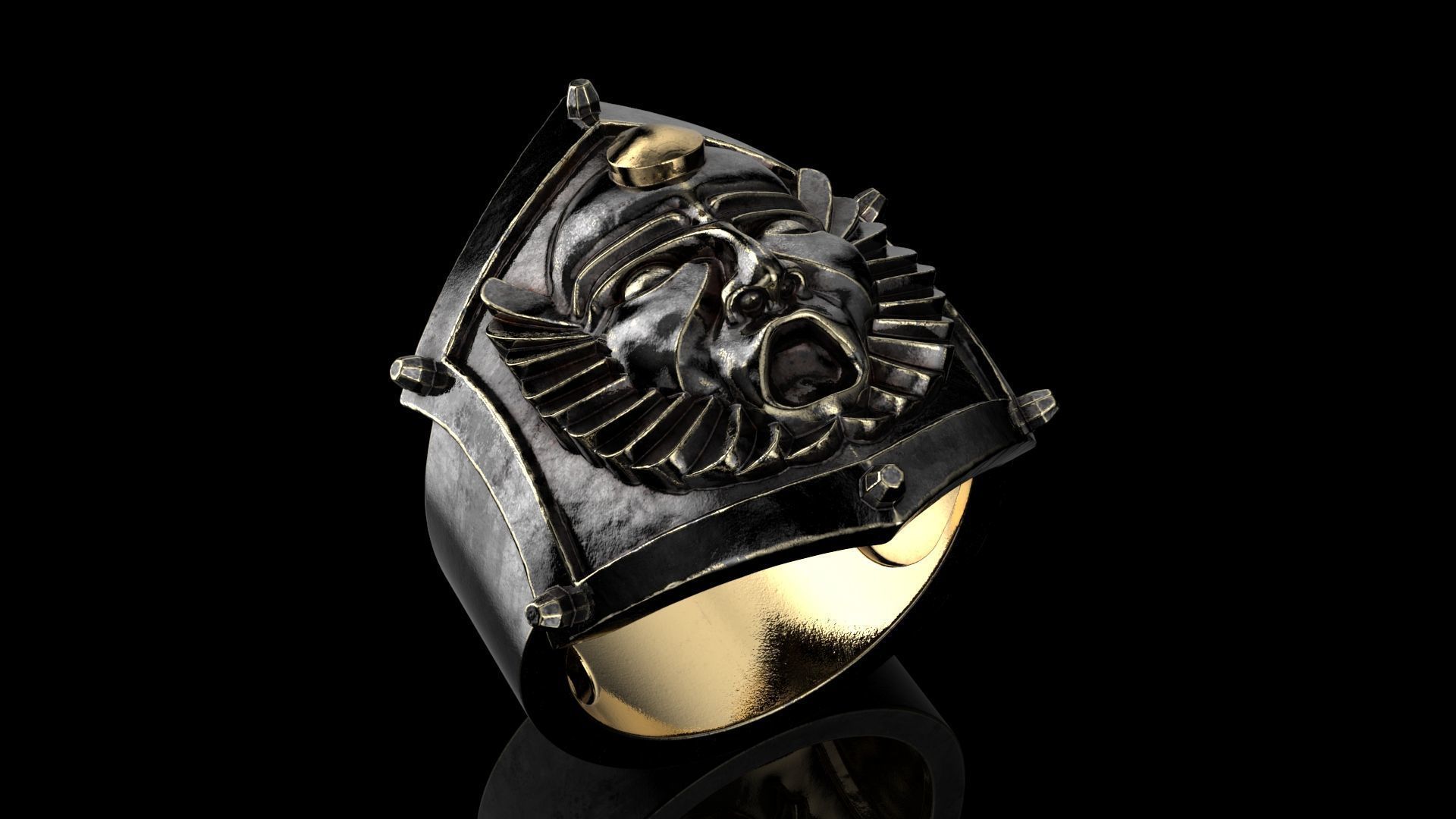 Warrior Mask Ring-CLR STL 3D print model_8