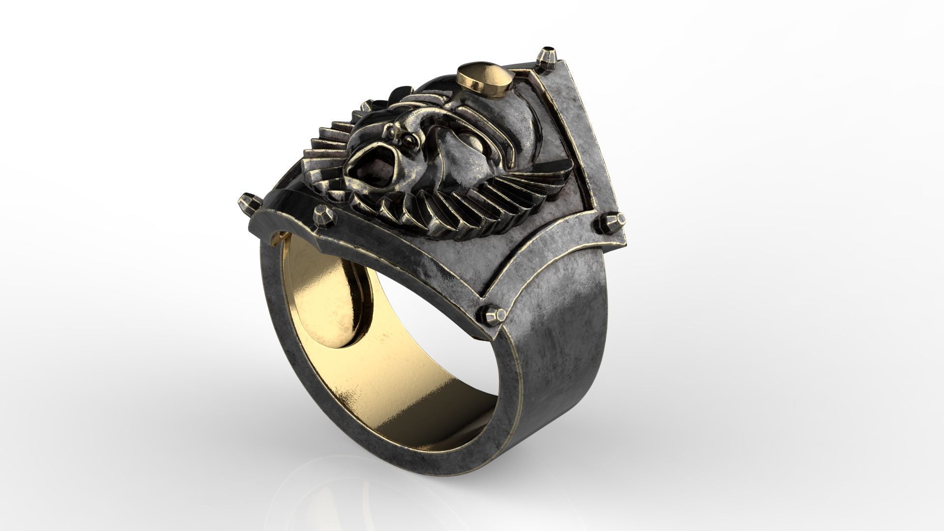 Warrior Mask Ring-CLR STL 3D print model_10