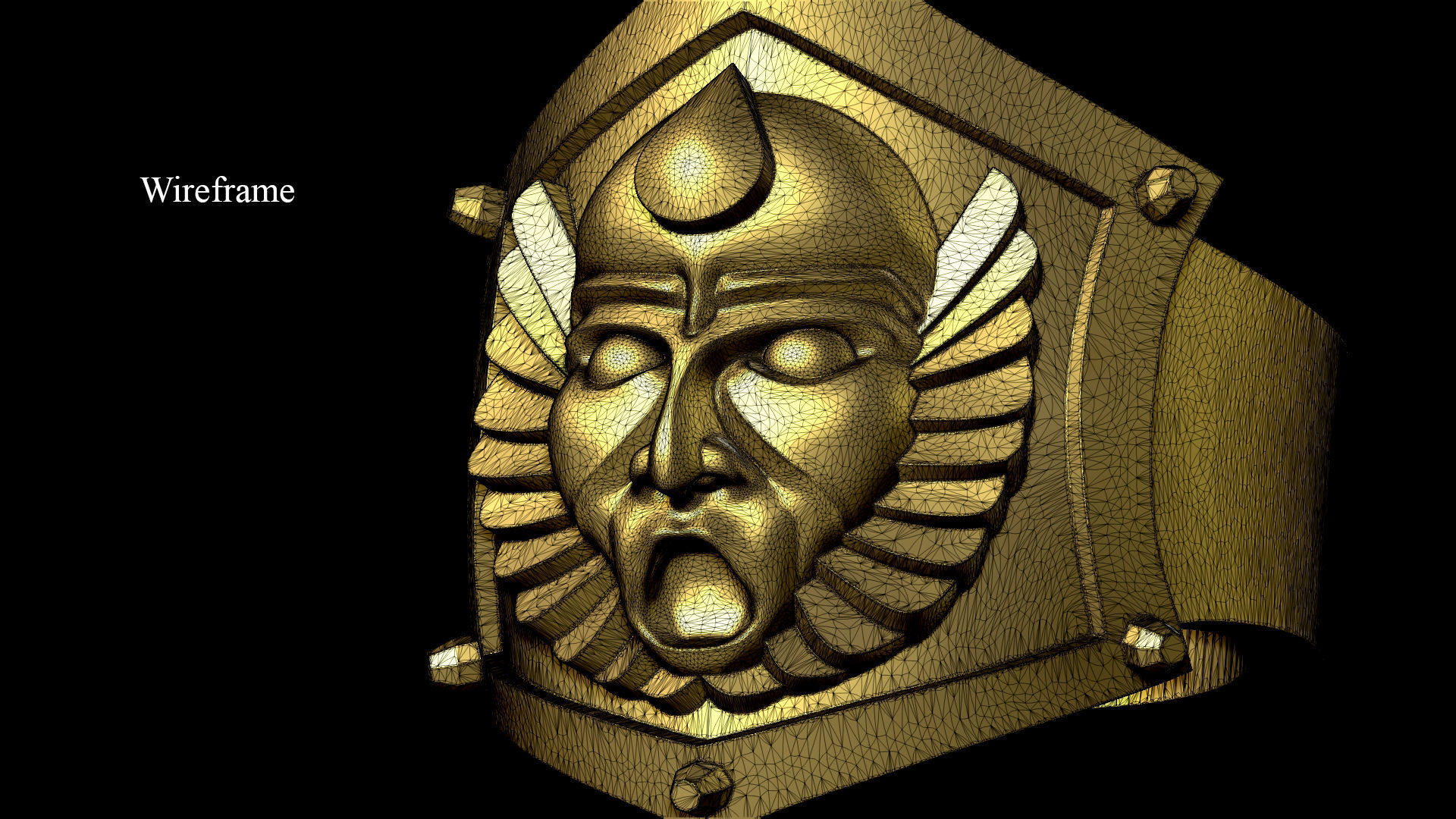 Warrior Mask Ring-CLR STL 3D print model_5