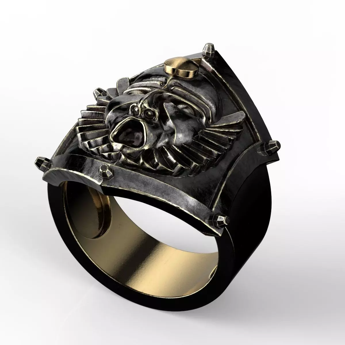Warrior Mask Ring-CLR STL 3D print model_0