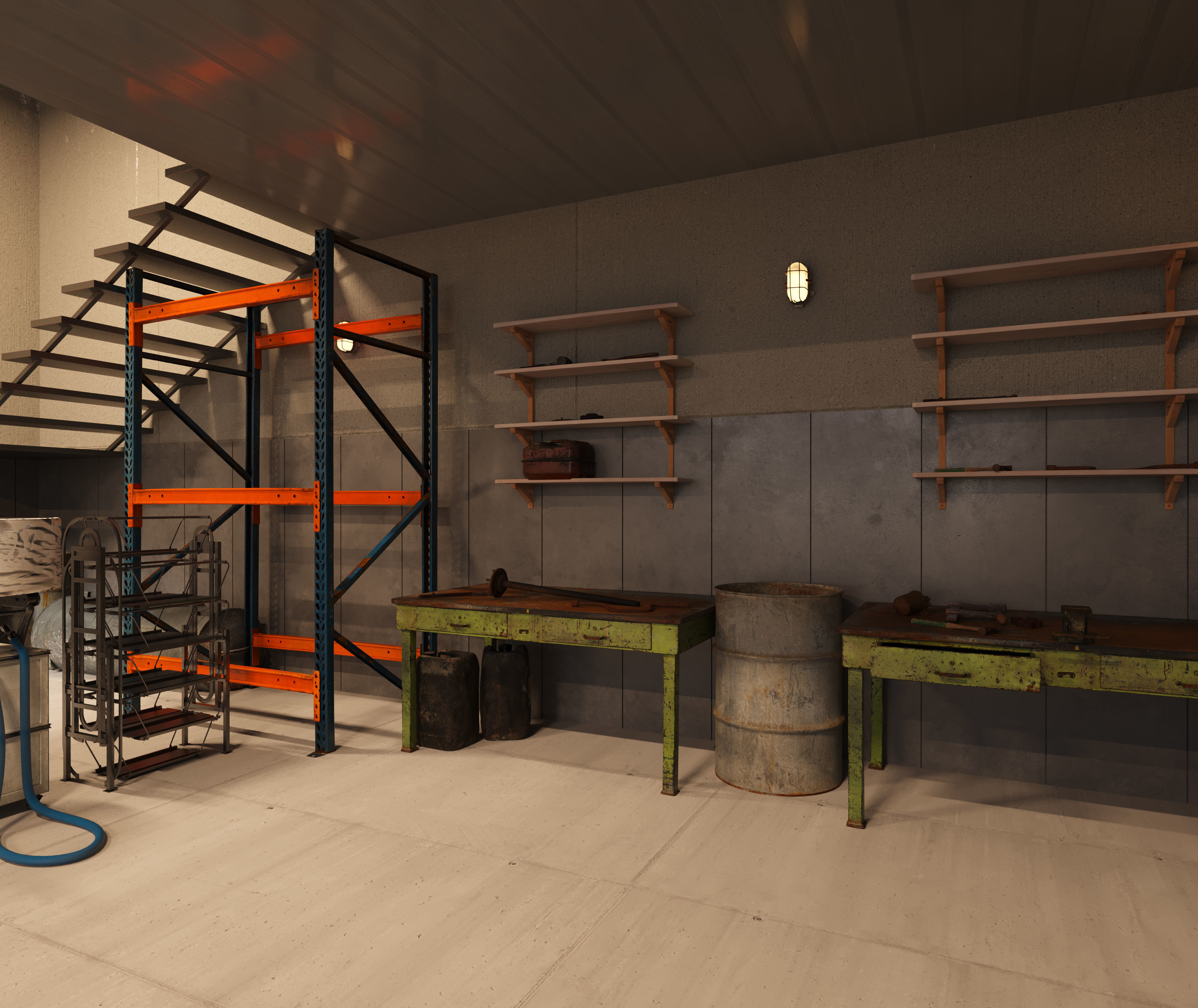 car repair shop Low-poly 3D model_3