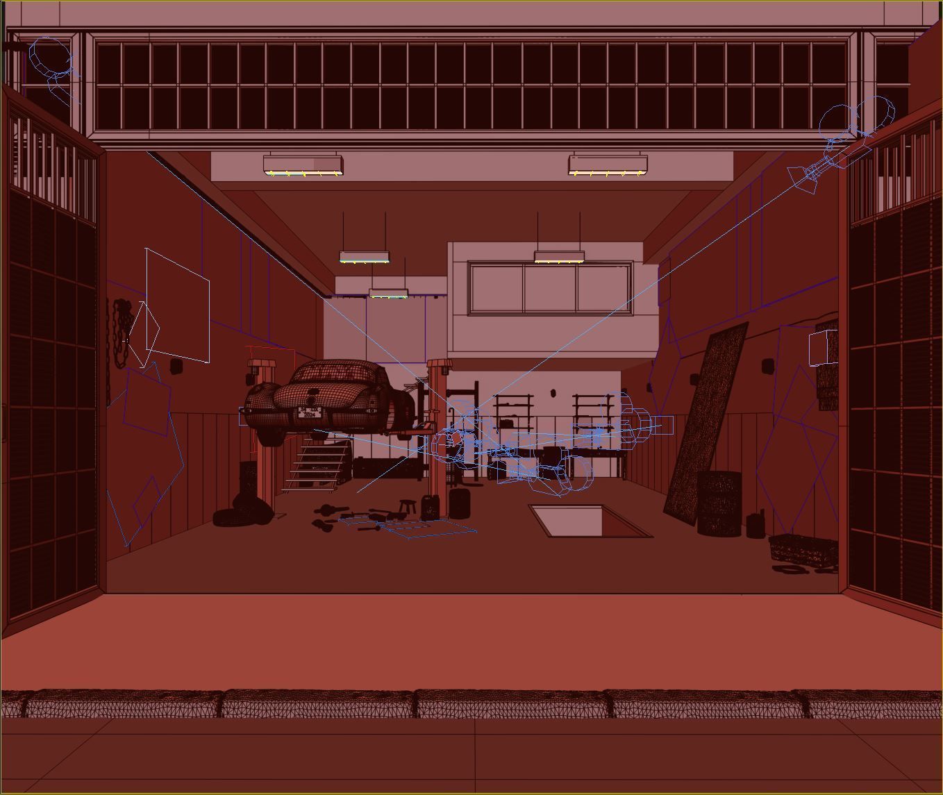 car repair shop Low-poly 3D model_8