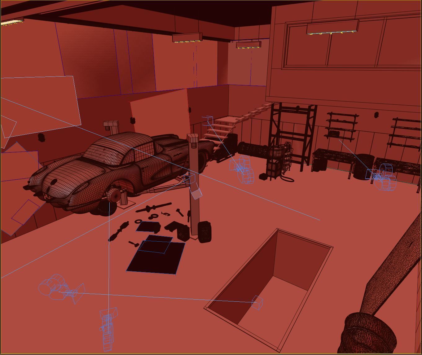 car repair shop Low-poly 3D model_9