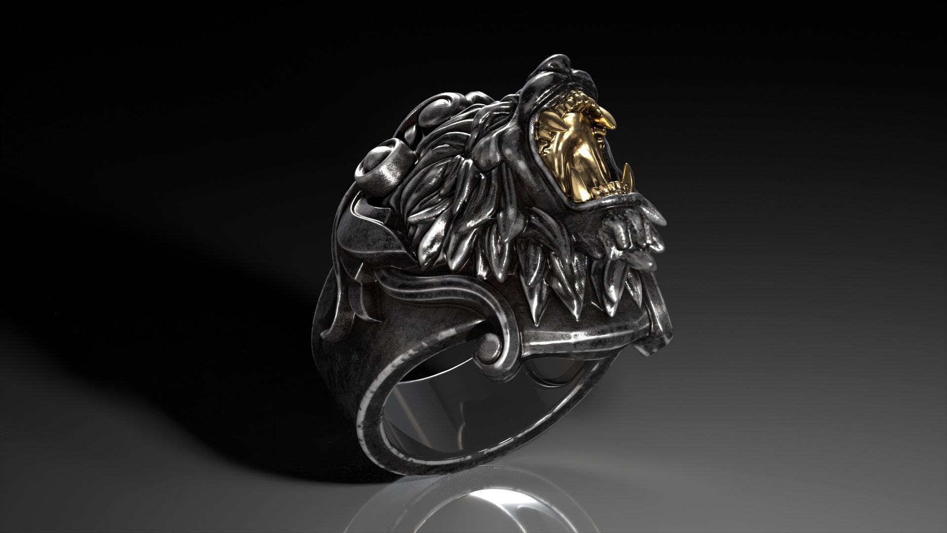 Lion Head Ring 3D print model_14