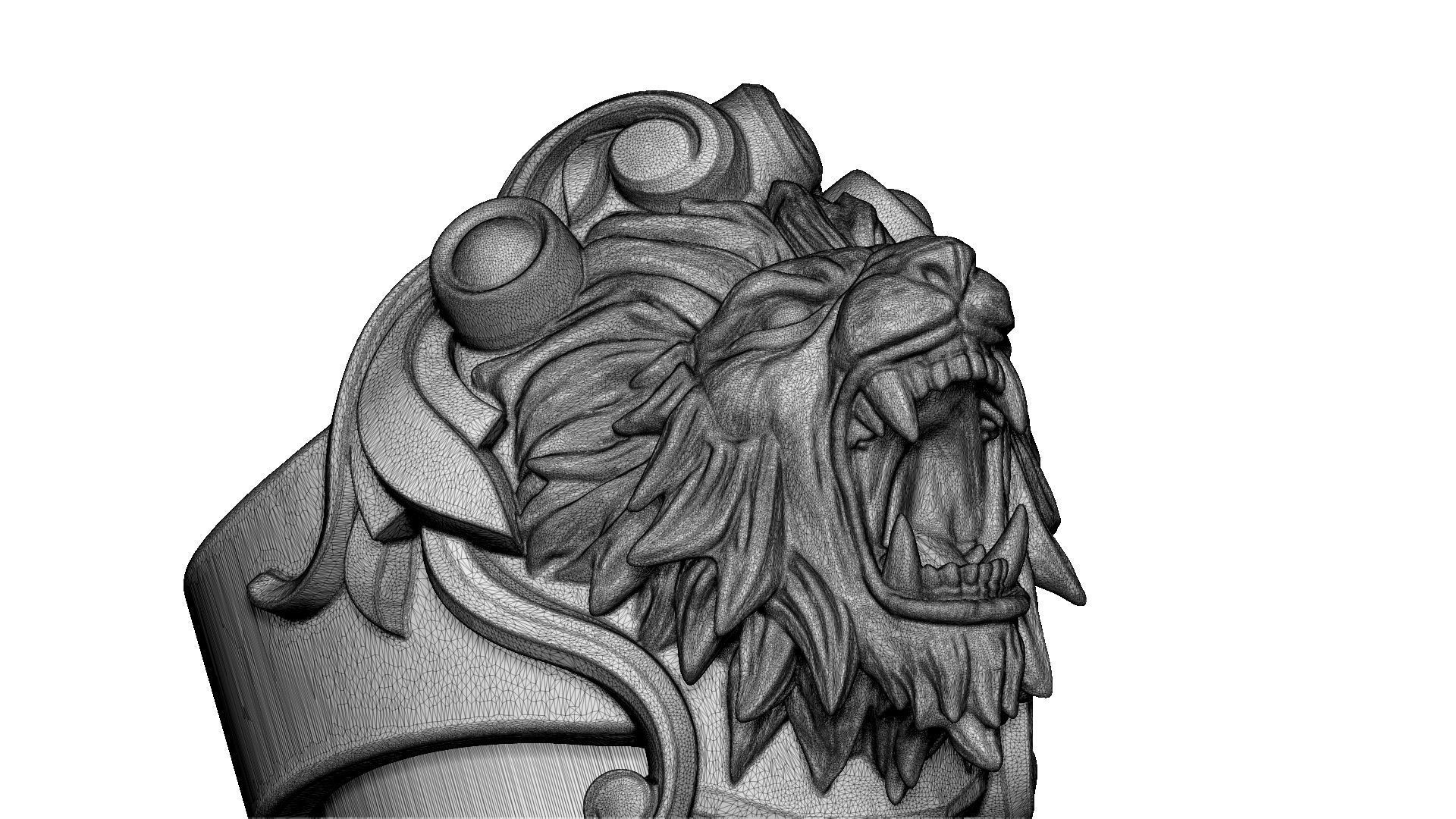 Lion Head Ring 3D print model_11
