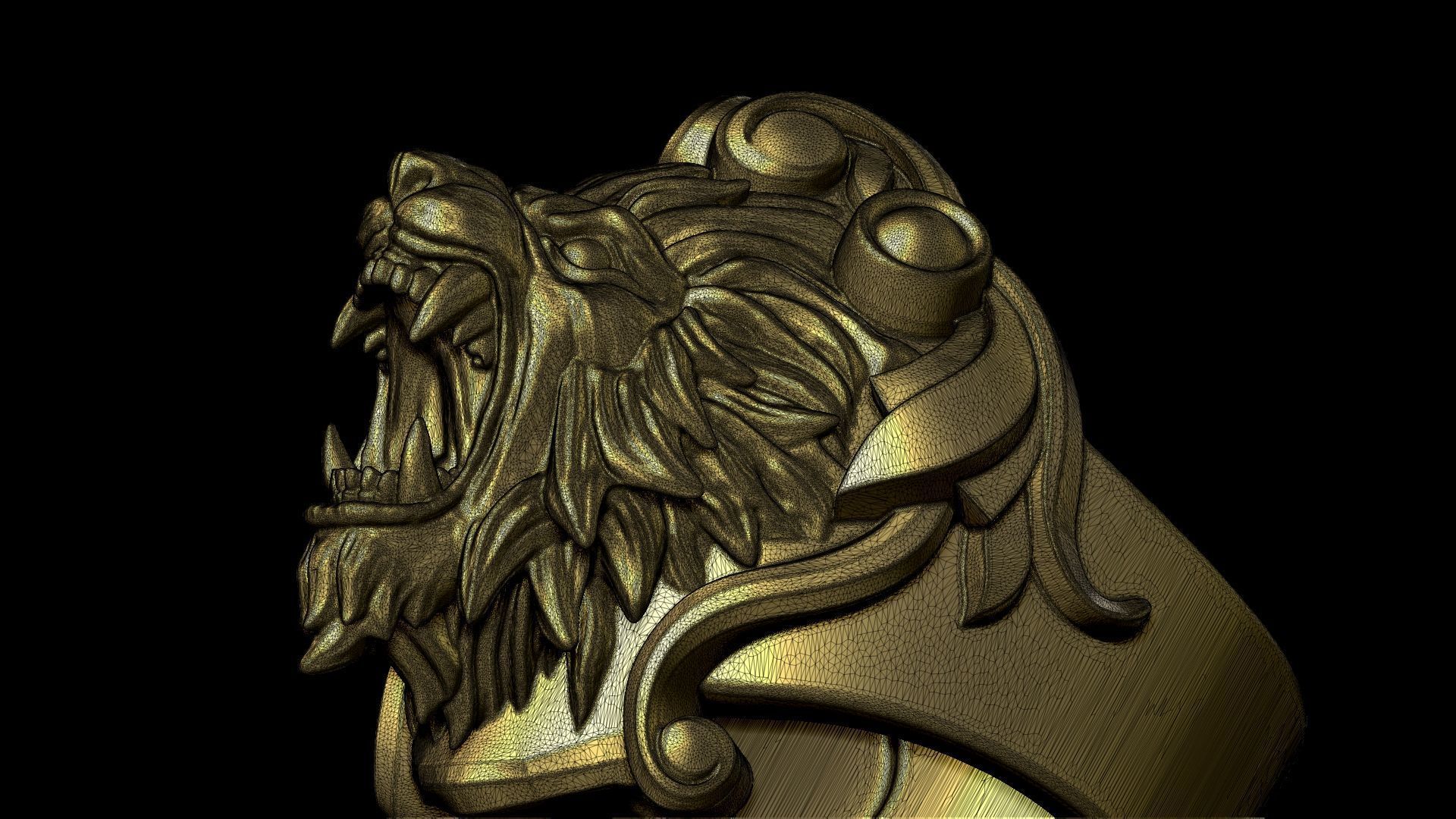 Lion Head Ring 3D print model_10