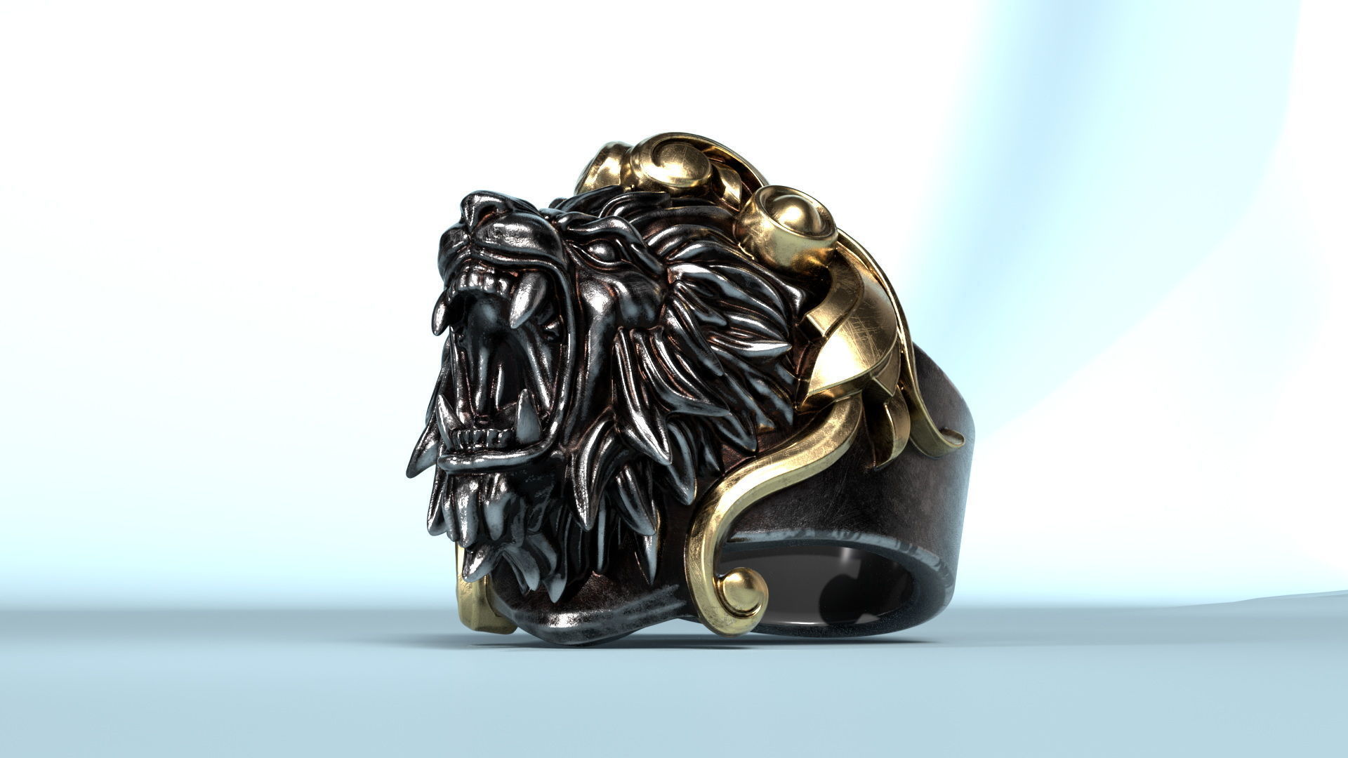 Lion Head Ring 3D print model_4